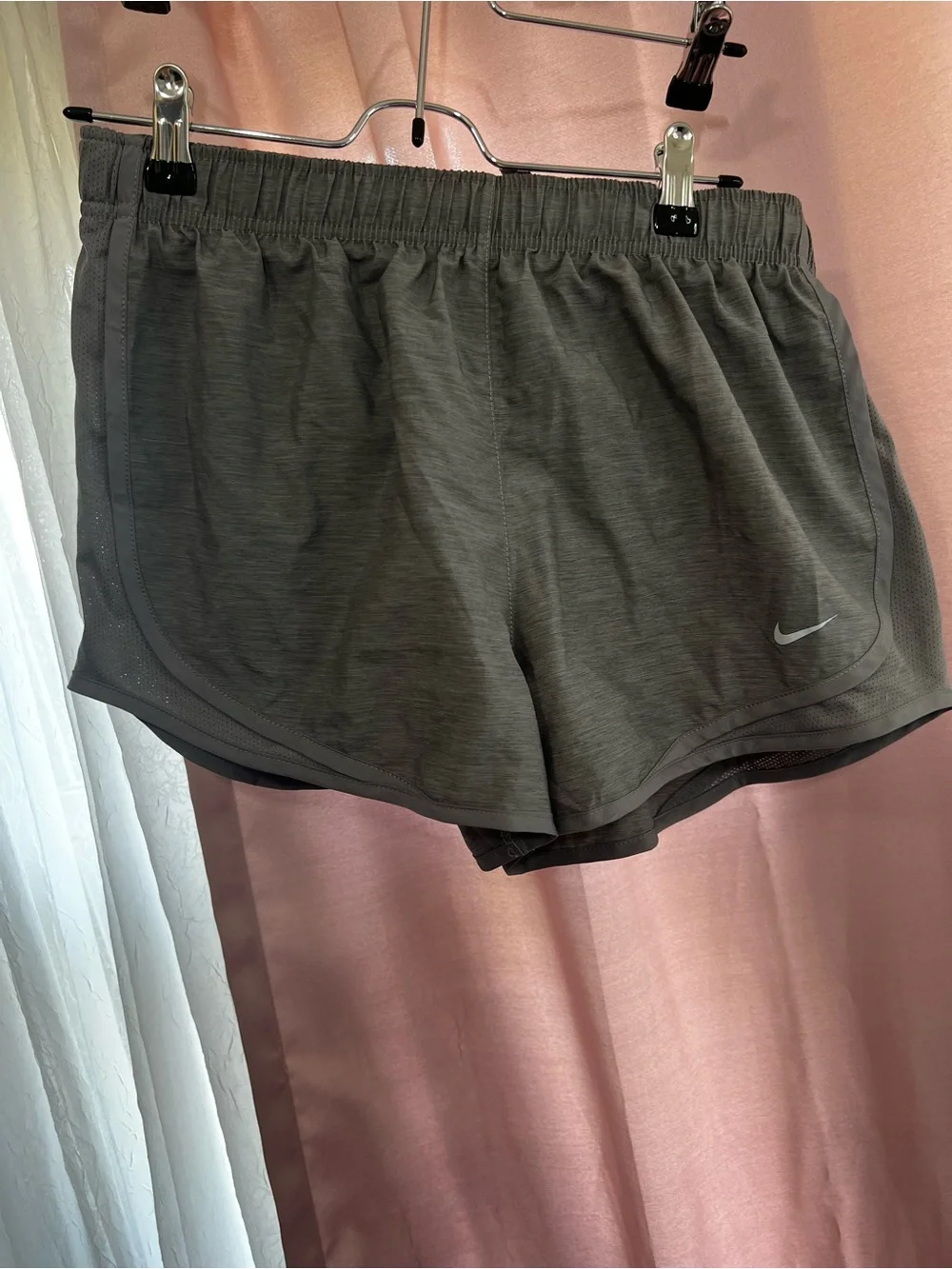 Nike Gray Women's Athletic Running Shorts with Swoosh